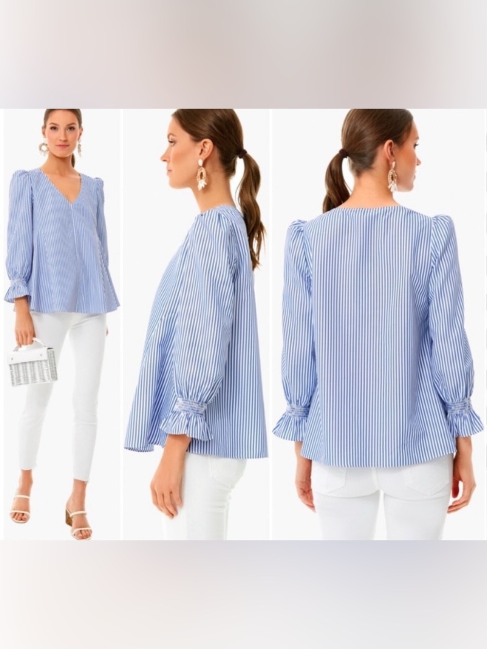 Tuckernuck Easton blue and white striped blouse xs
